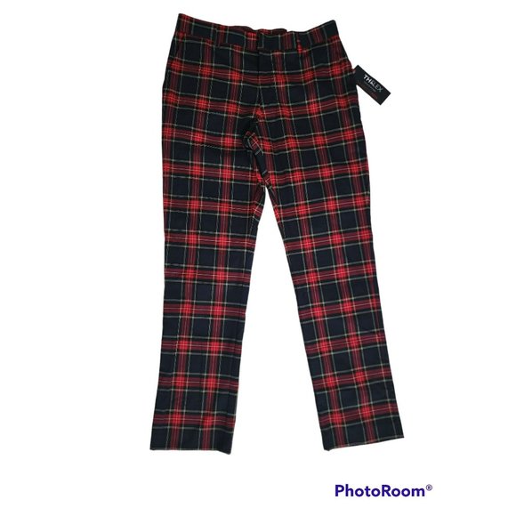 Tommy Hilfiger THELEX Tailored To Move Tribeca Plaid Skinny Pants 30WX30L NWT - Picture 3 of 13